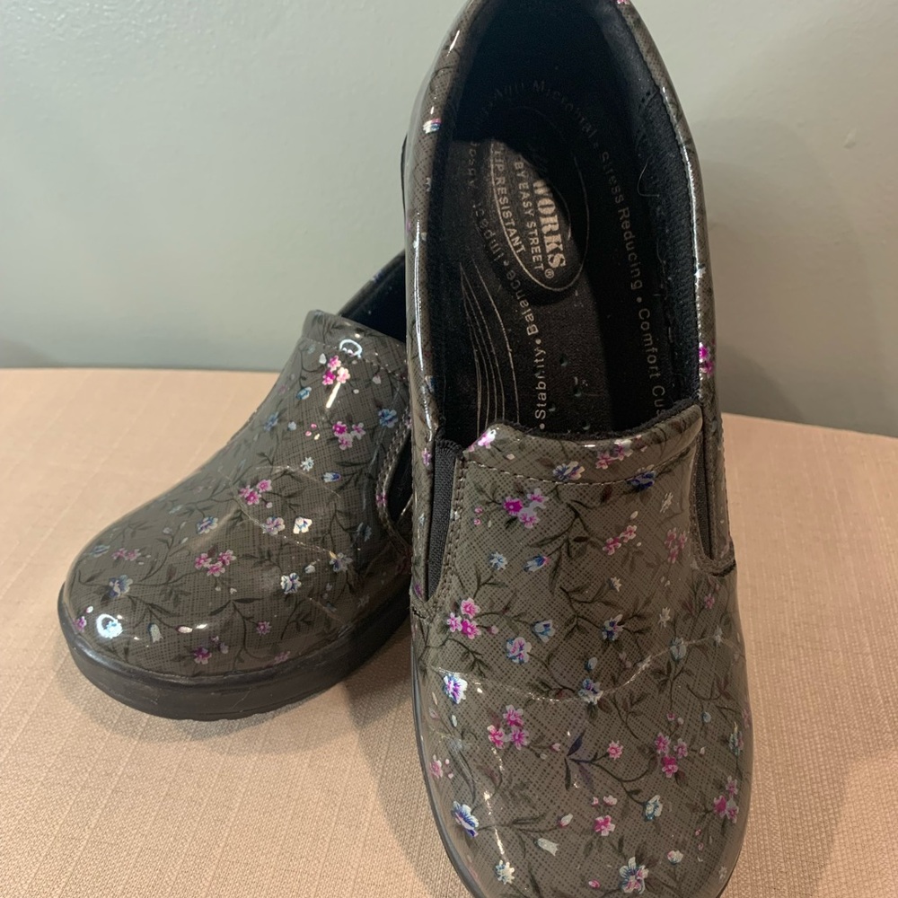 Easy Street Floral Mules - Olive and Purple